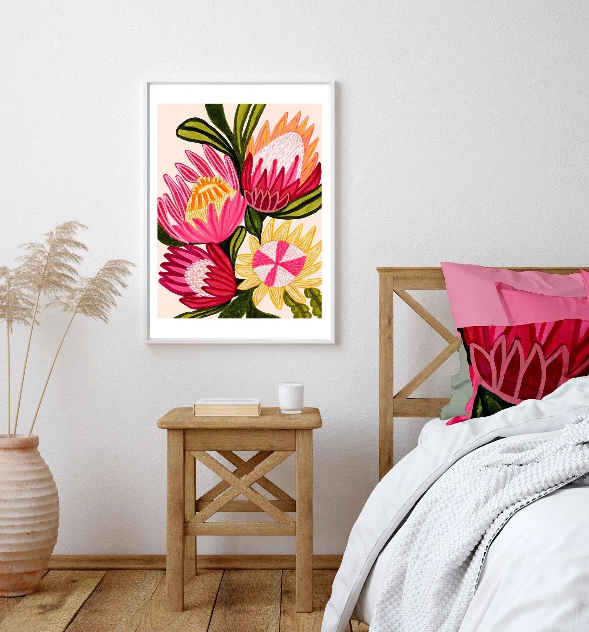 King Red Protea Flowers Wall Art Giclee Print Kirsten Katz