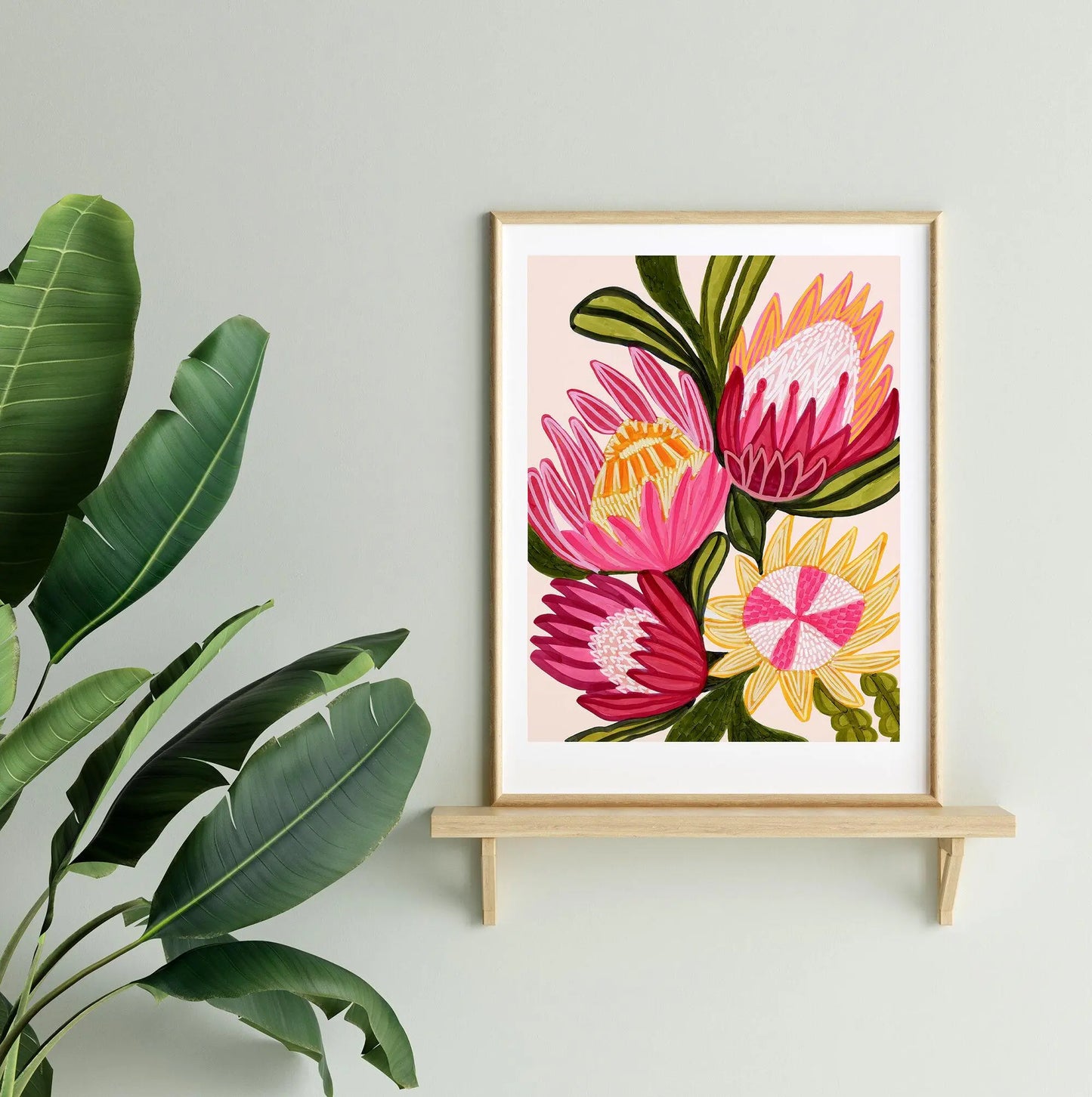 King Red Protea Flowers Wall Art Giclee Print Kirsten Katz