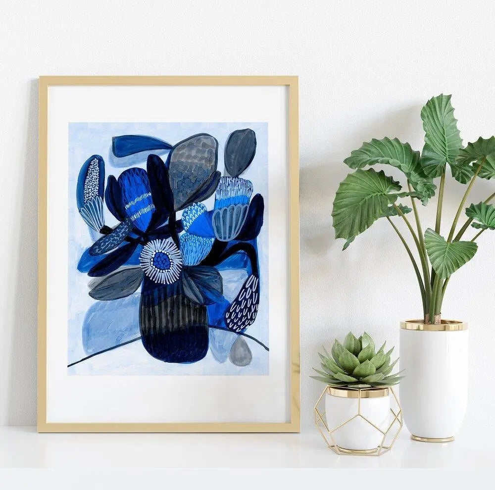 Native Blue Bunch Modern Art Print - Kirsten Katz