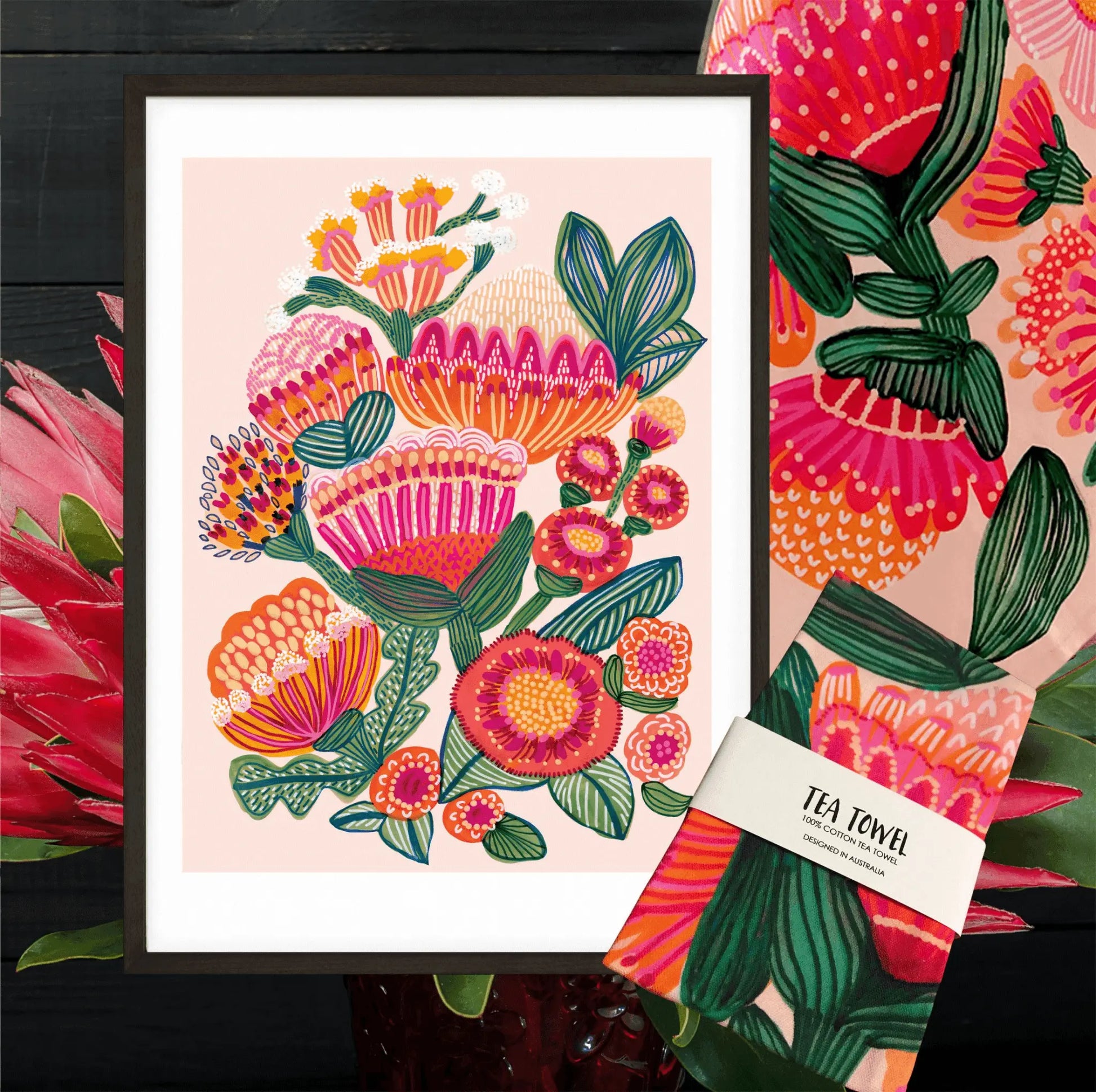 Protea Flowers Wall Art Gift Set Kirsten Katz