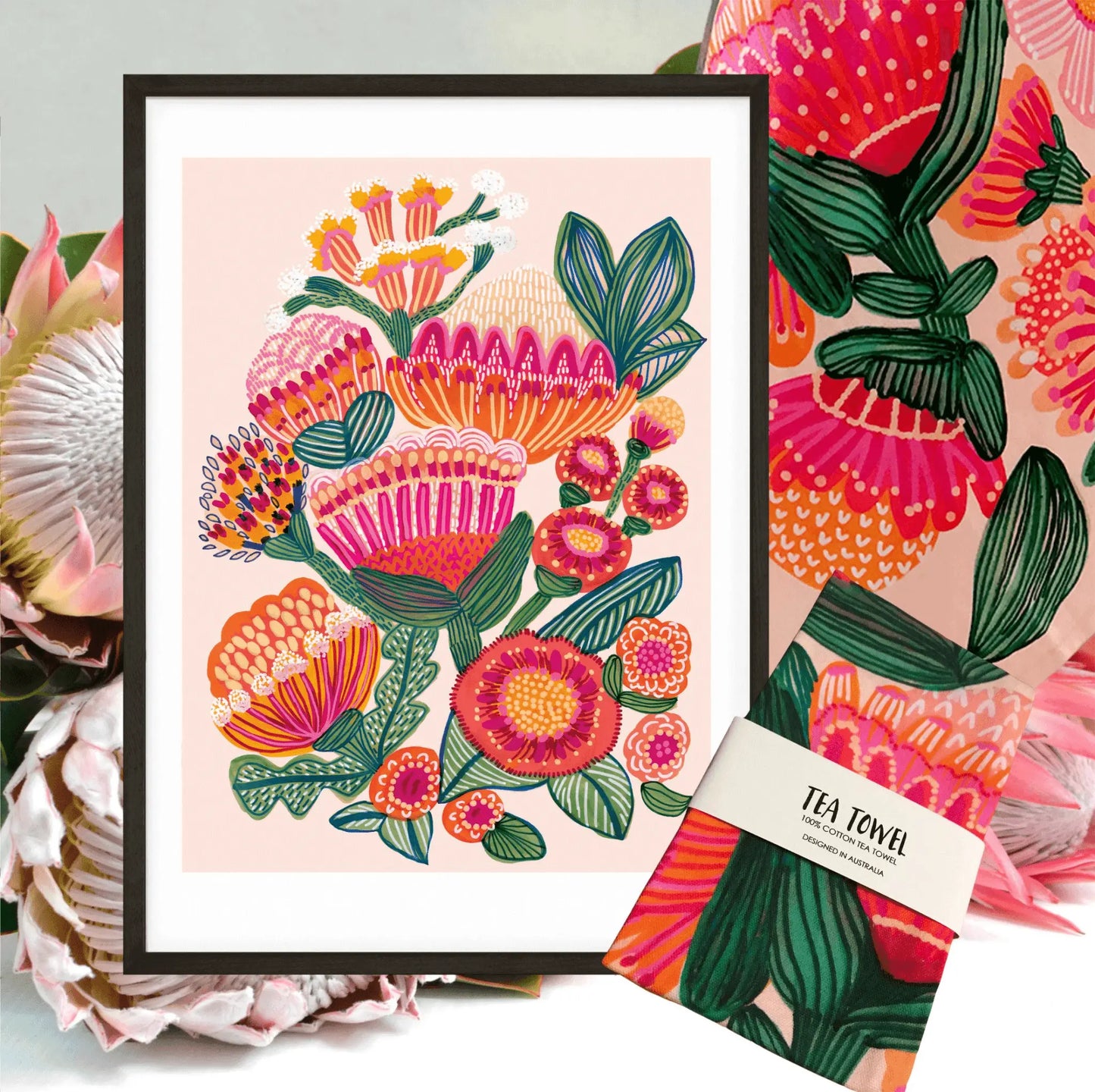 Protea Flowers Wall Art Gift Set Kirsten Katz