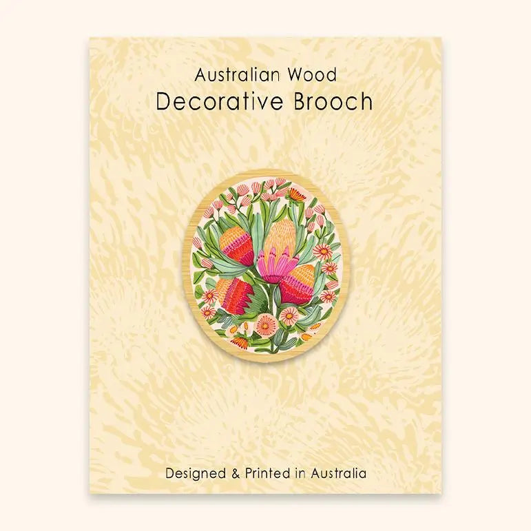 Protea Flowers Wooden Brooch Kirsten Katz