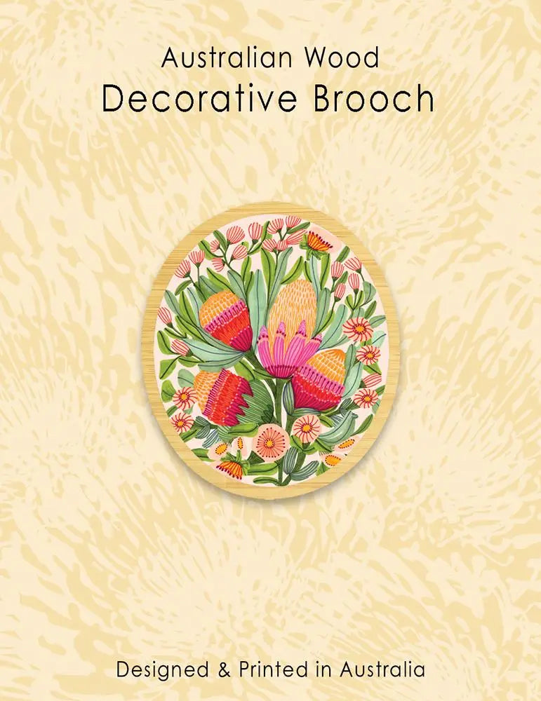 Protea Flowers Wooden Brooch Kirsten Katz