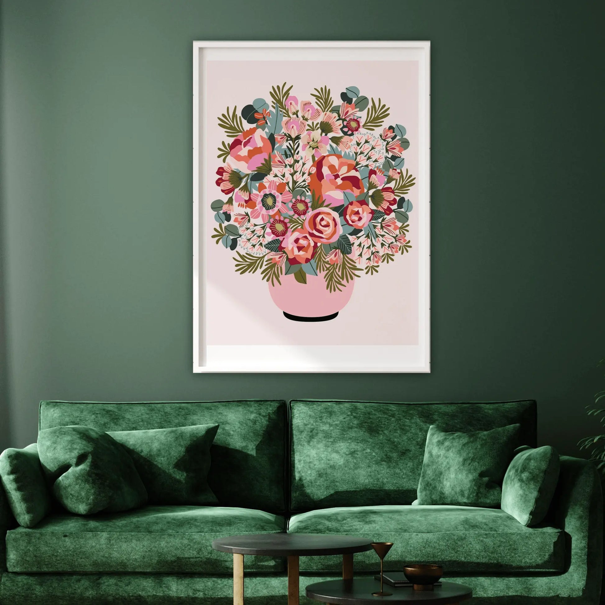 Roses and Peonies Flower Vase Art Print Kirsten Katz