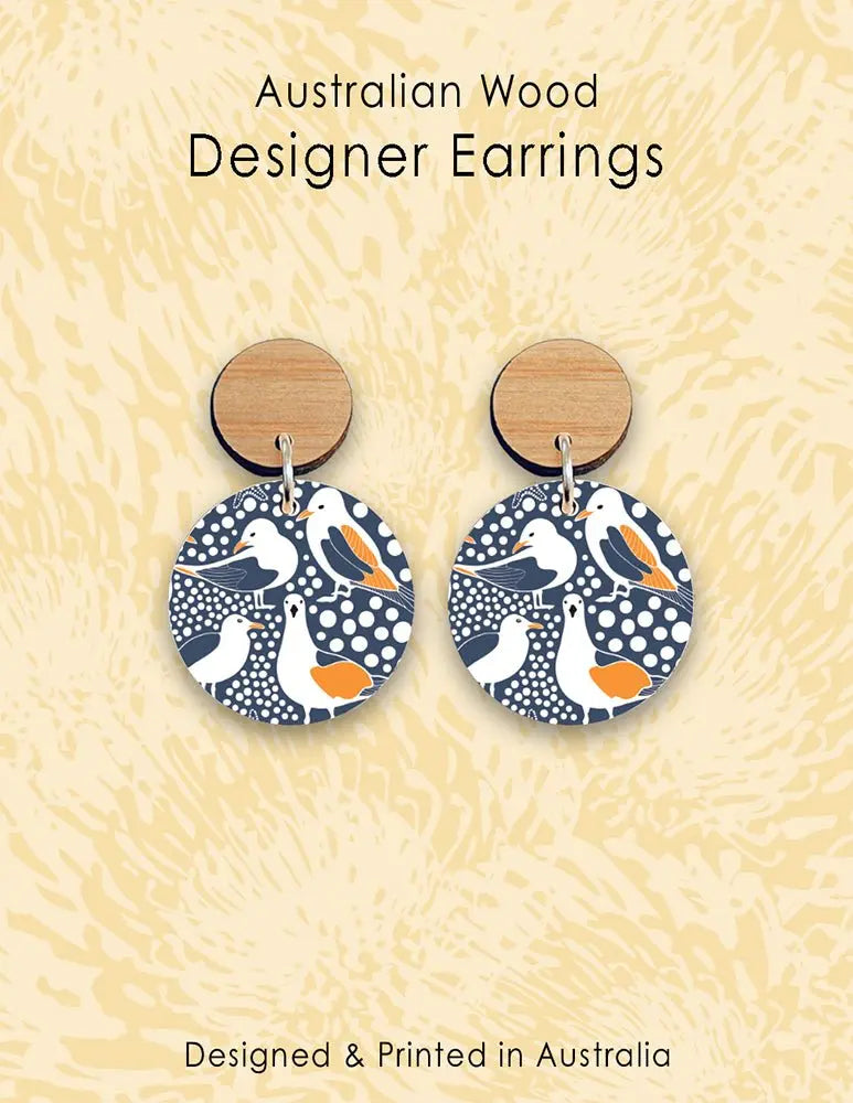 Seagull Birds Australian Wooden Earrings - Kirsten Katz